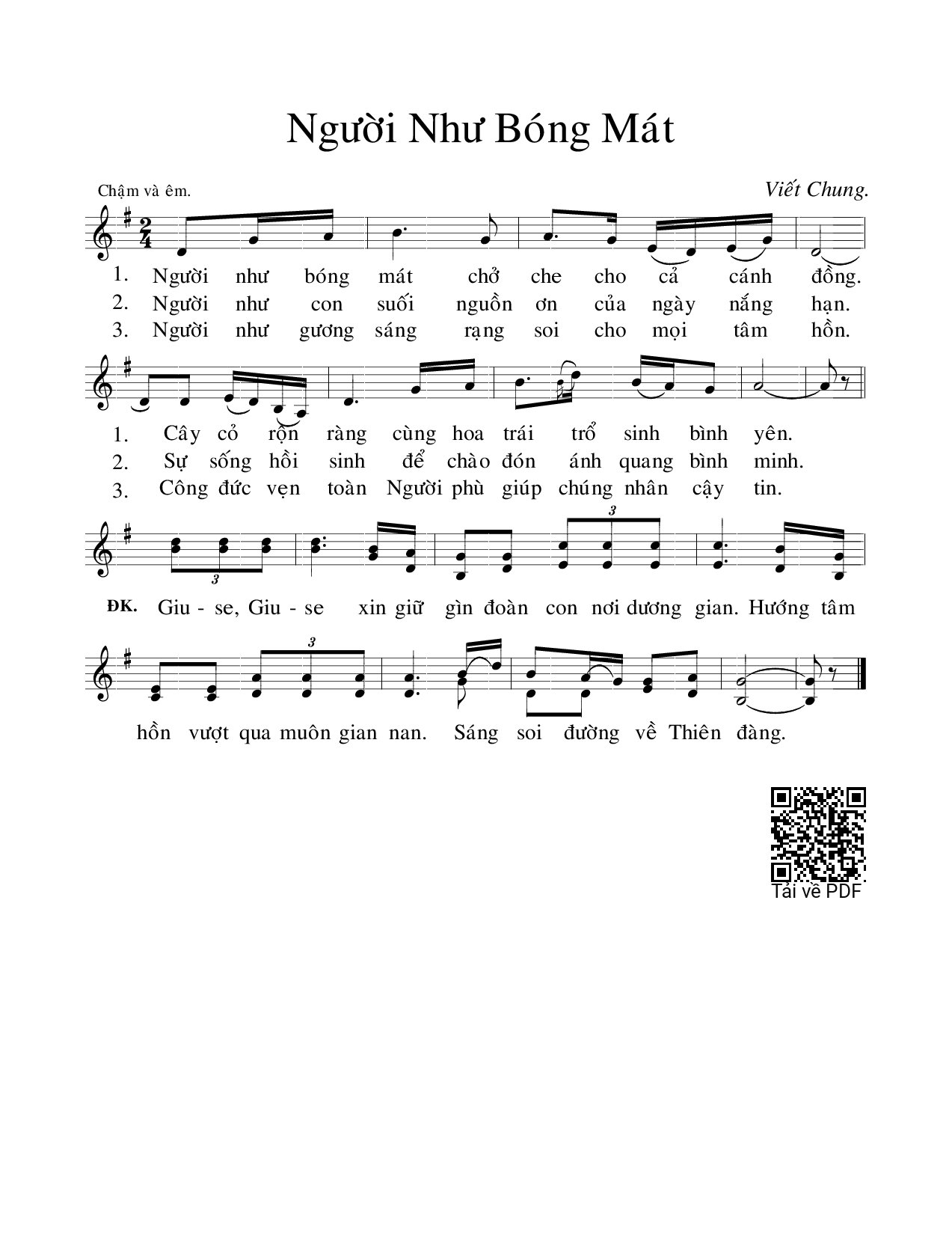 Page 1 of Sheet music PDF Người như bóng mát - Viết Chung