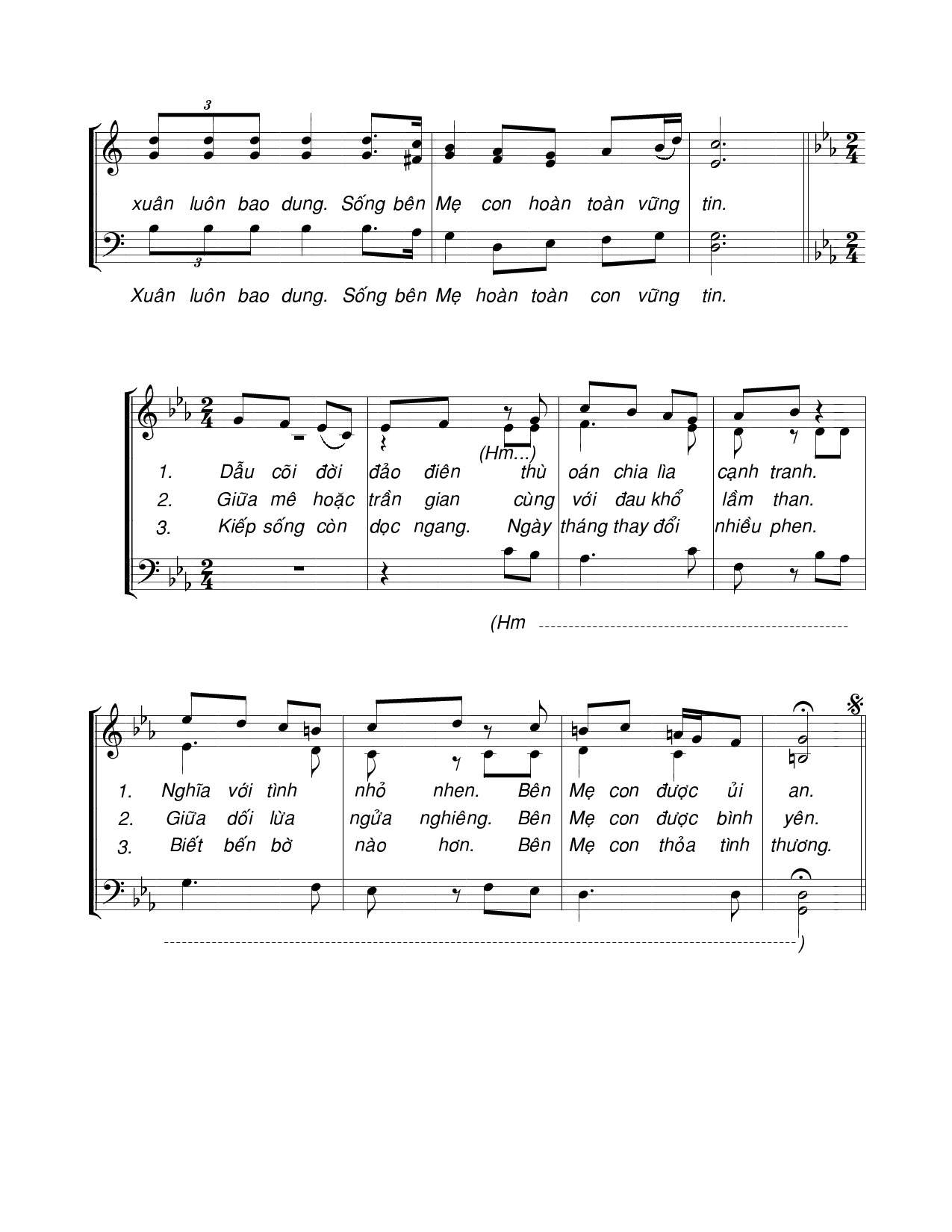 Page 2 of Sheet music PDF Sống bên Mẹ - Viết Chung