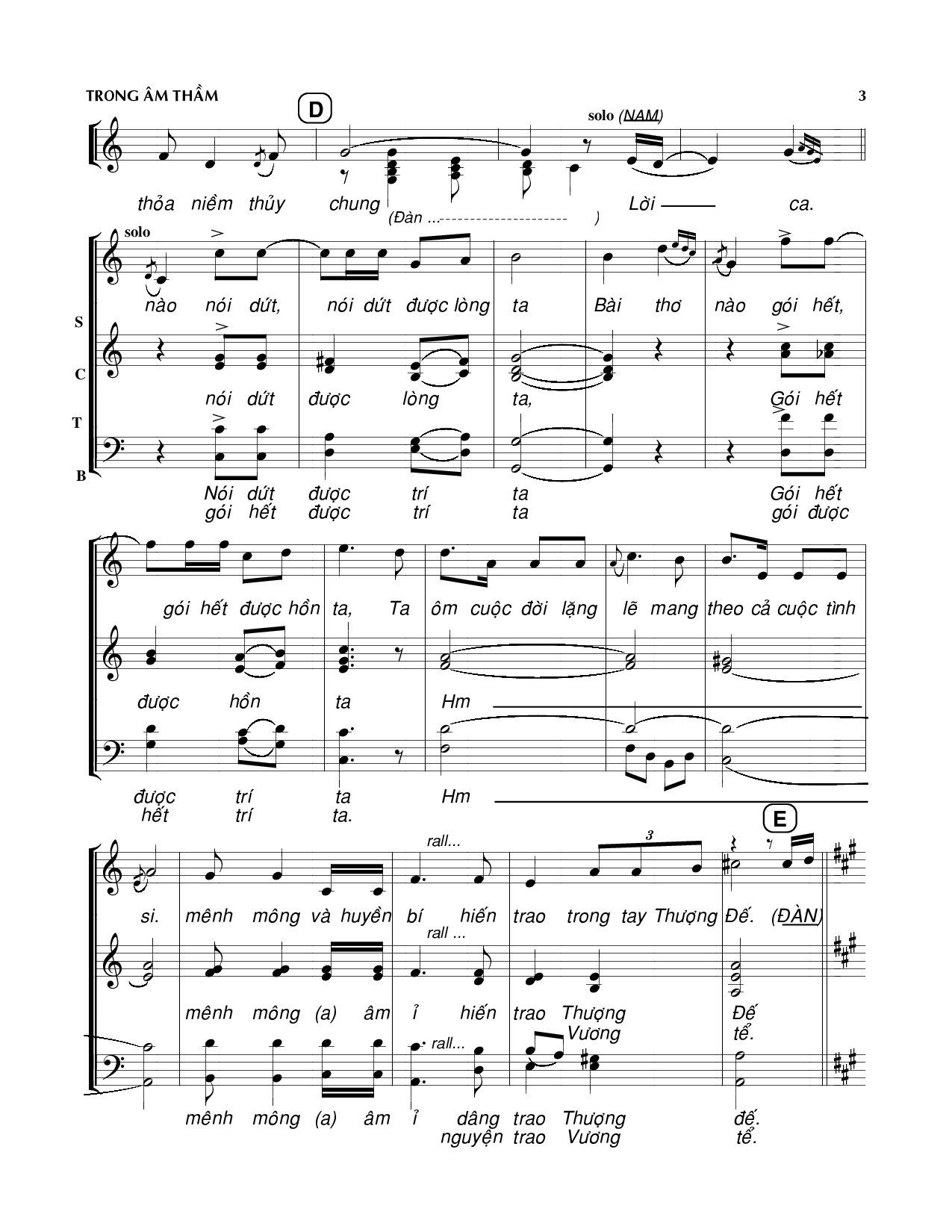 Page 3 of Sheet music PDF Trong âm thầm - Viết Chung