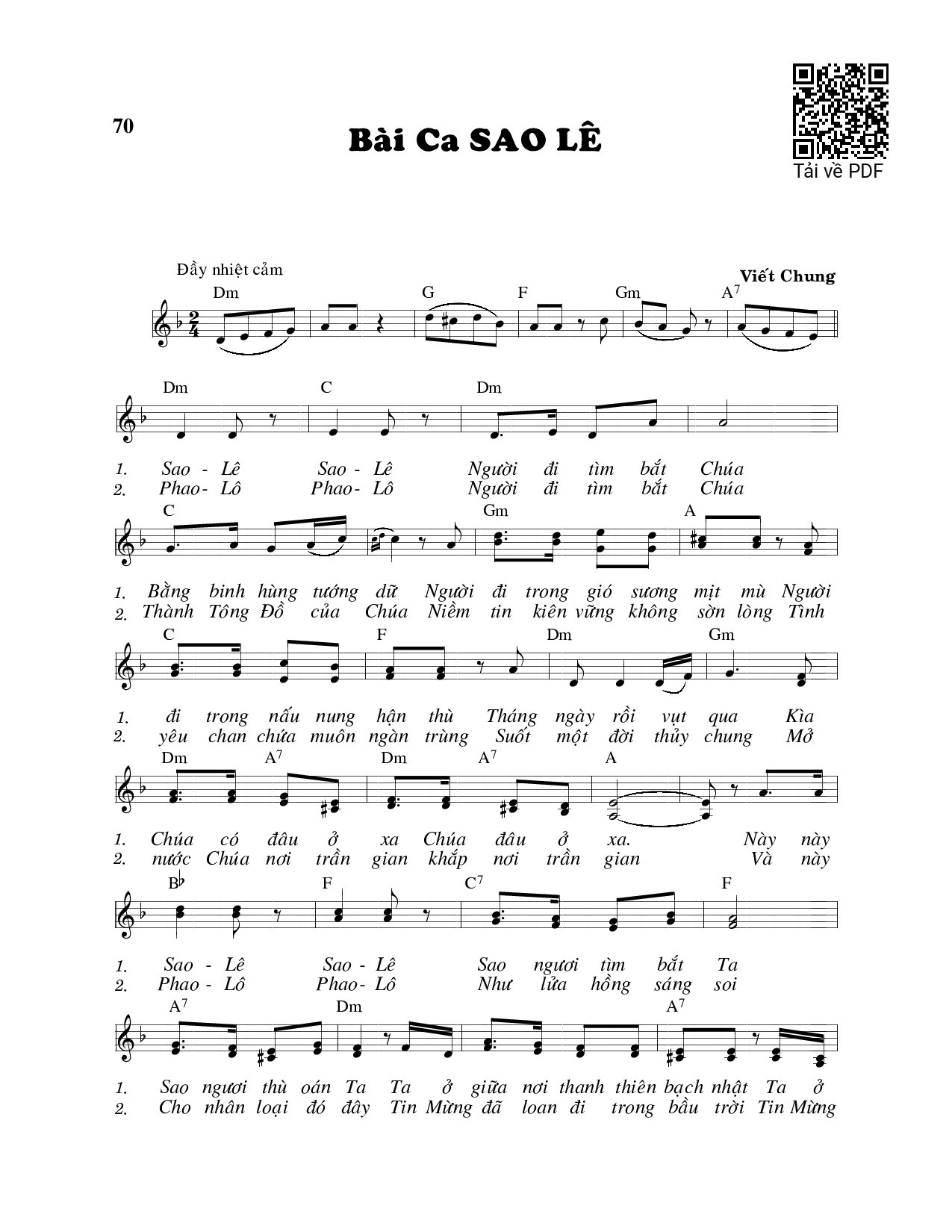 Page 1 of Sheet music PDF Bài ca Saole - Viết Chung