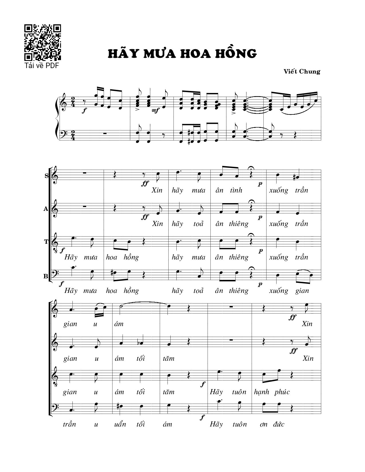 Page 1 of Sheet music PDF Hãy mưa hoa hồng - Viết Chung