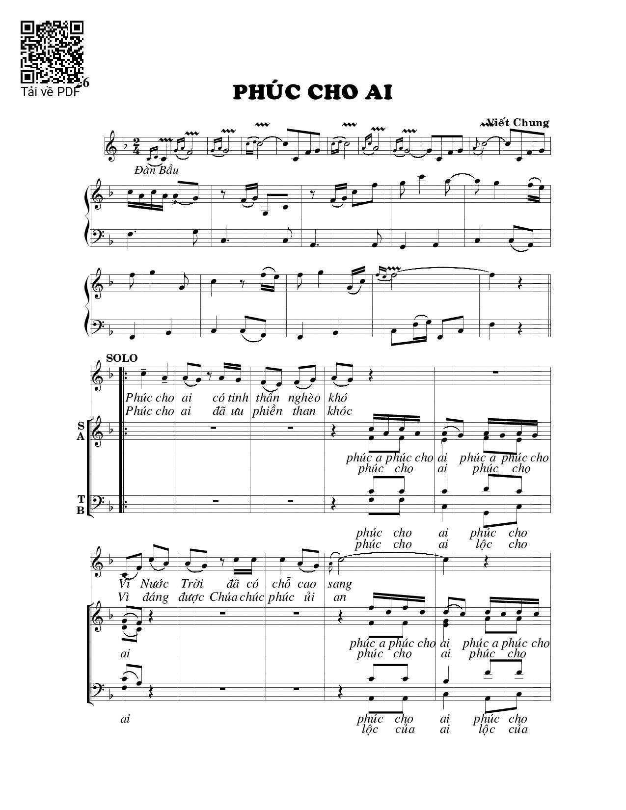 Page 1 of Sheet music PDF Phúc cho ai - Viết Chung