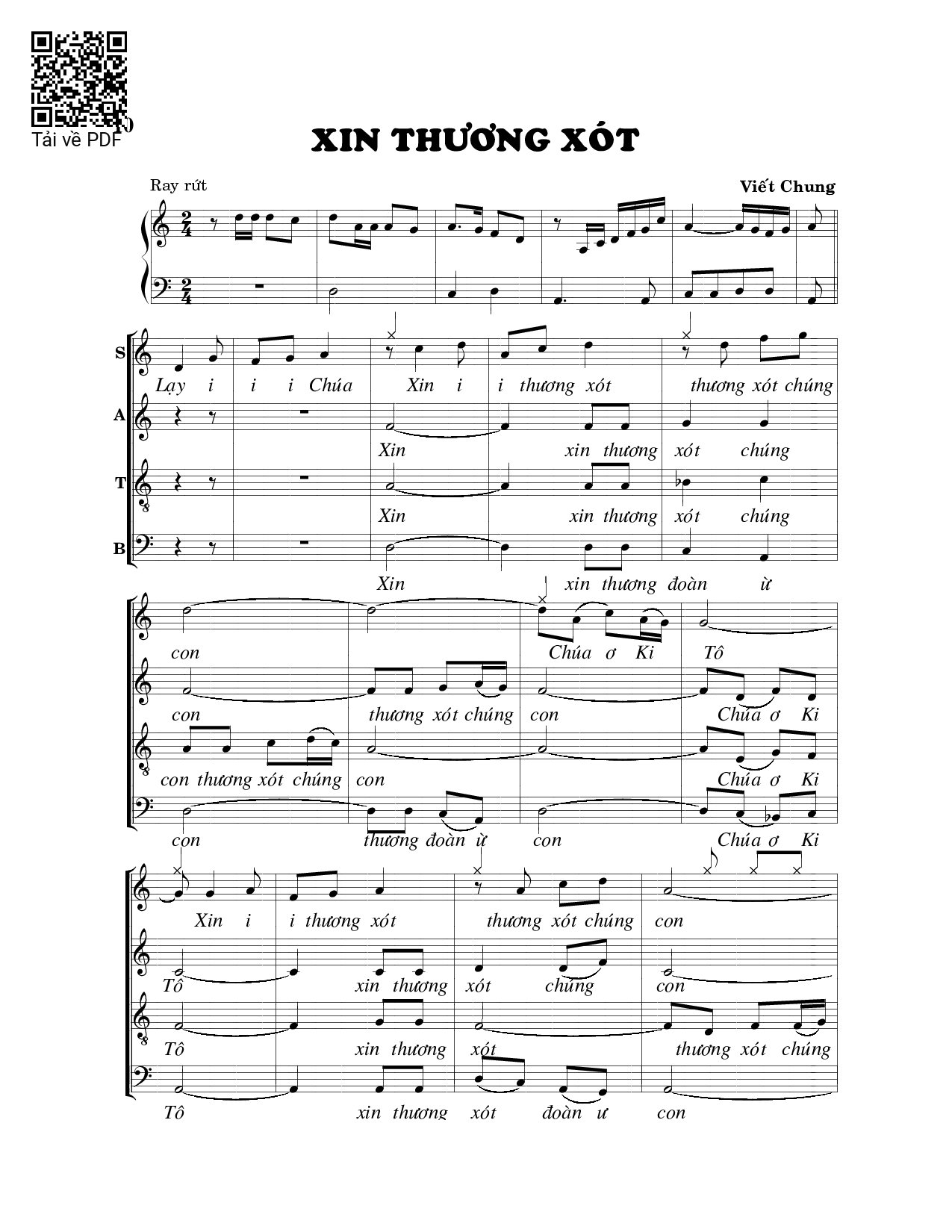 Page 1 of Sheet music PDF Xin thương xót - Viết Chung