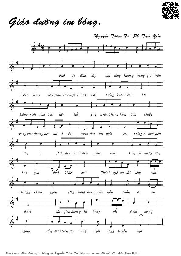 Sheet PDF of Giáo đường im bóng