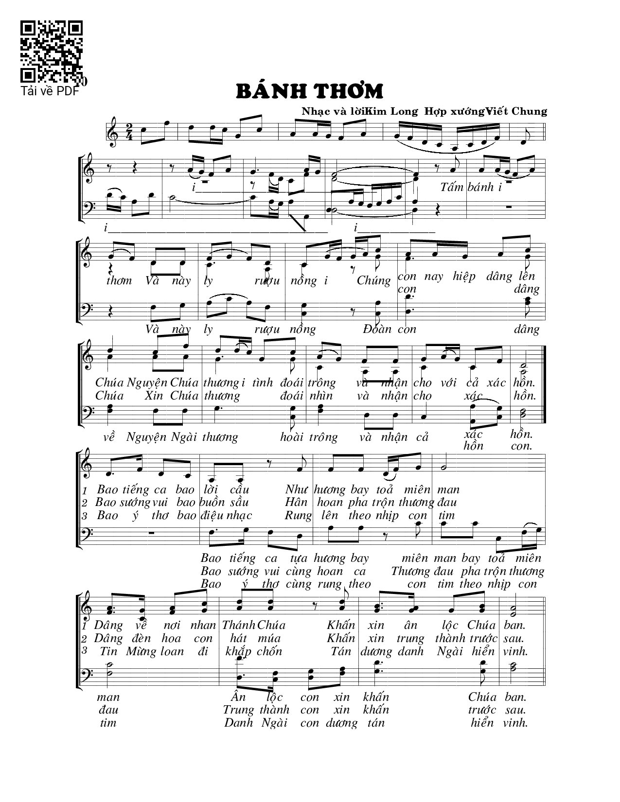 Page 1 of Sheet music PDF Bánh thơm - Viết Chung