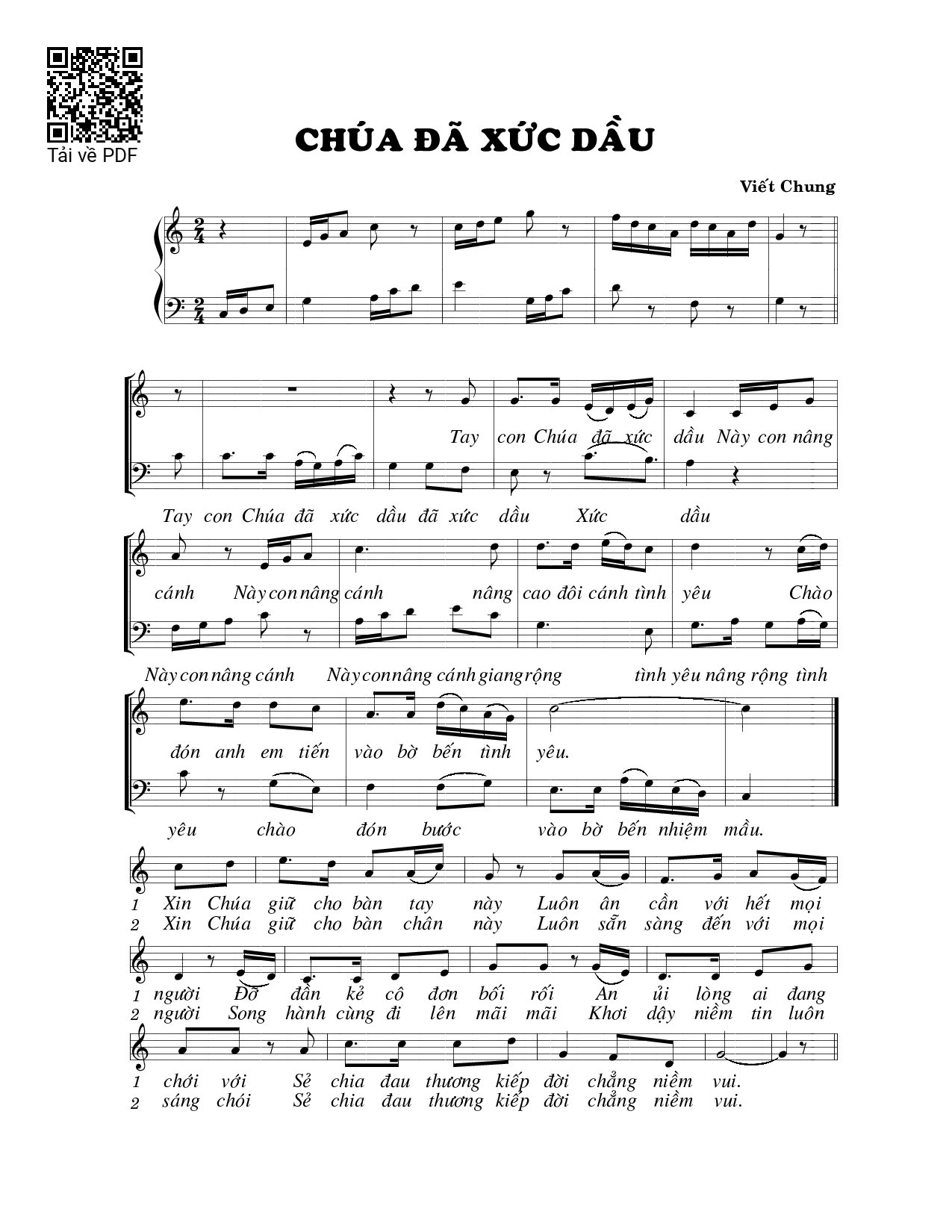 Sheet PDF of Chúa đã xức dầu