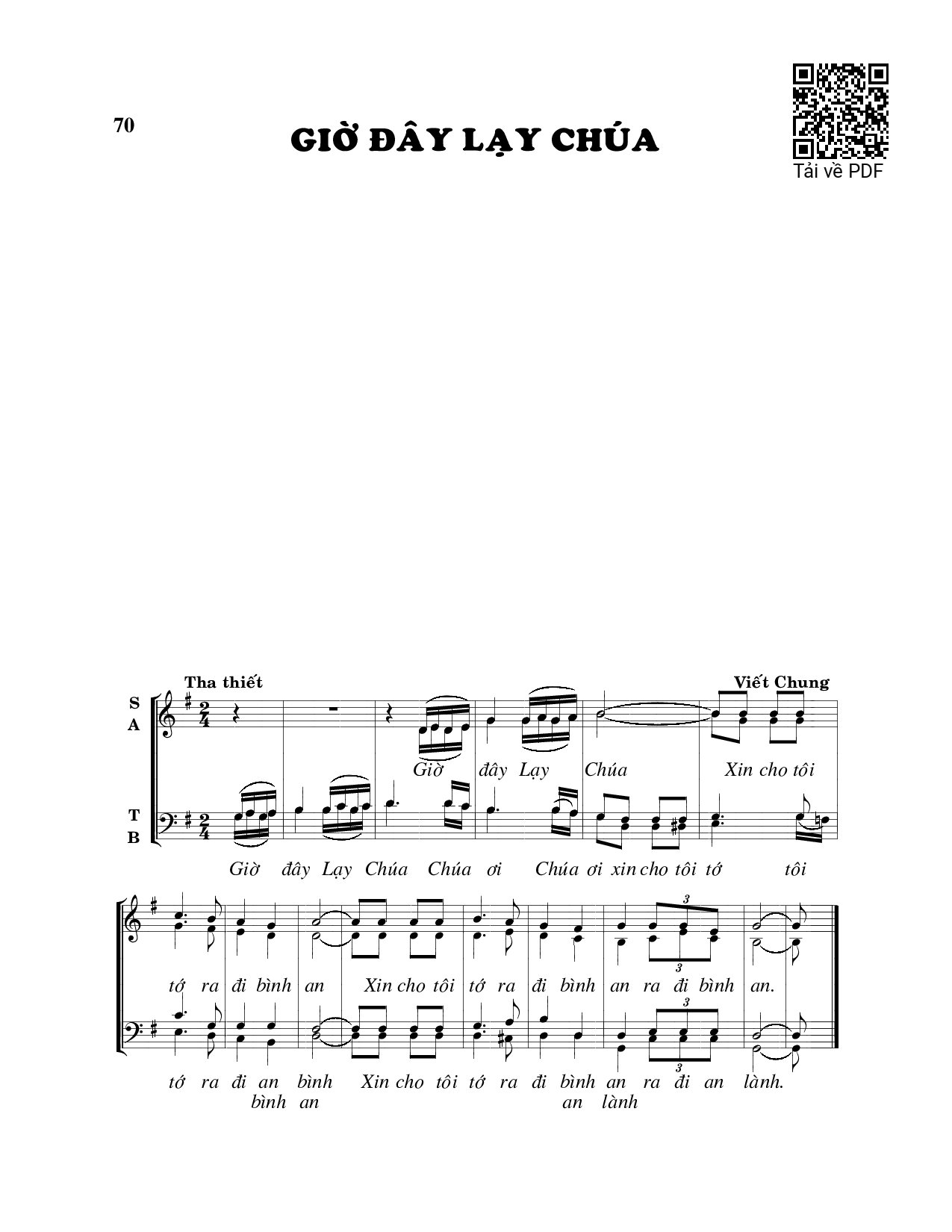 Page 1 of Sheet music PDF Giờ đây lạy Chúa - Viết Chung