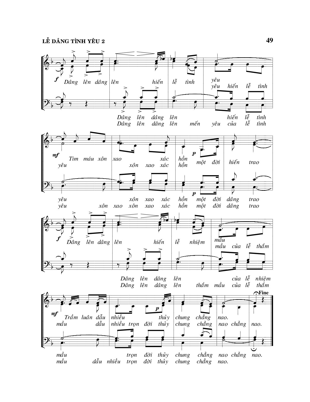Page 2 of Sheet music PDF Lễ dâng tình yêu 4 bè - Viết Chung