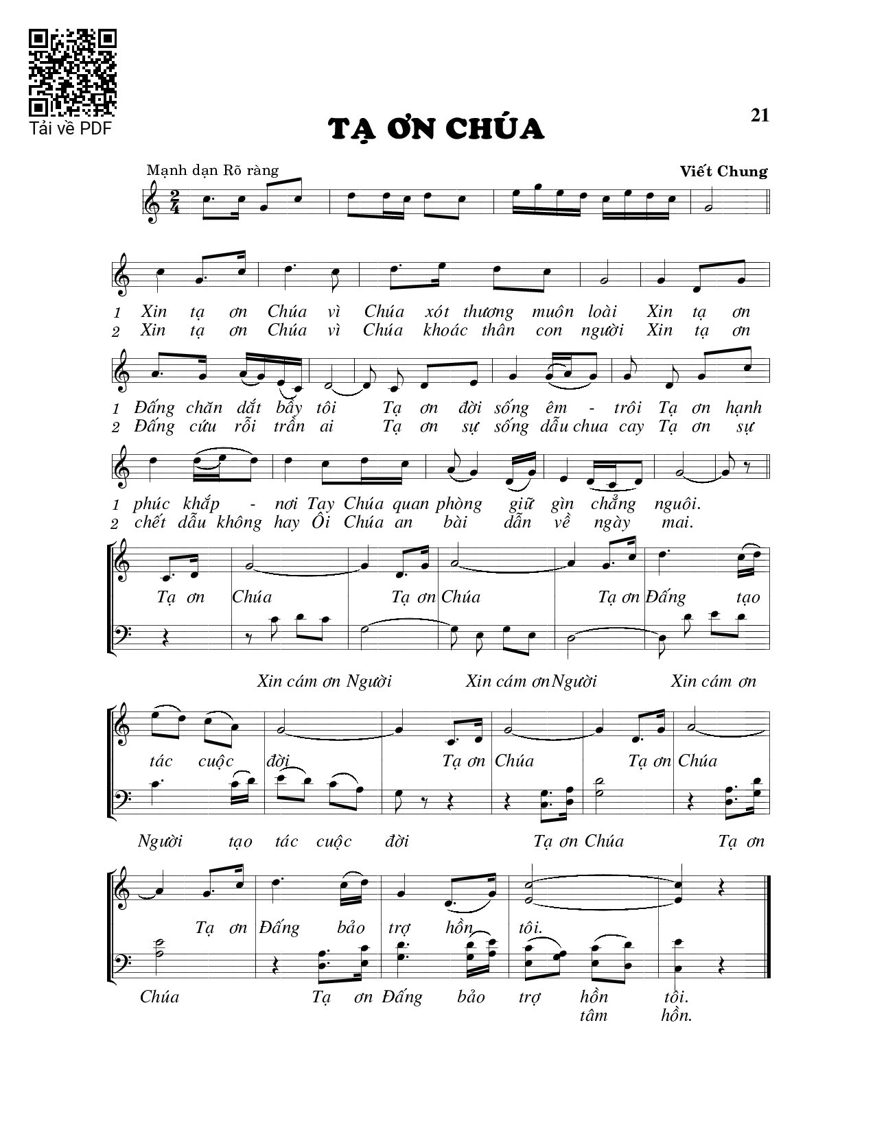 Sheet PDF of Tạ ơn Chúa