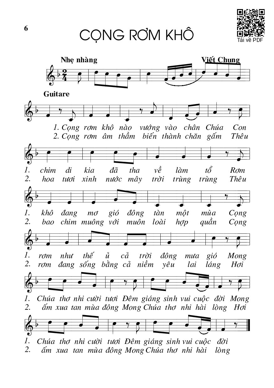 Page 1 of Sheet music PDF Cọng rơm khô - Viết Chung