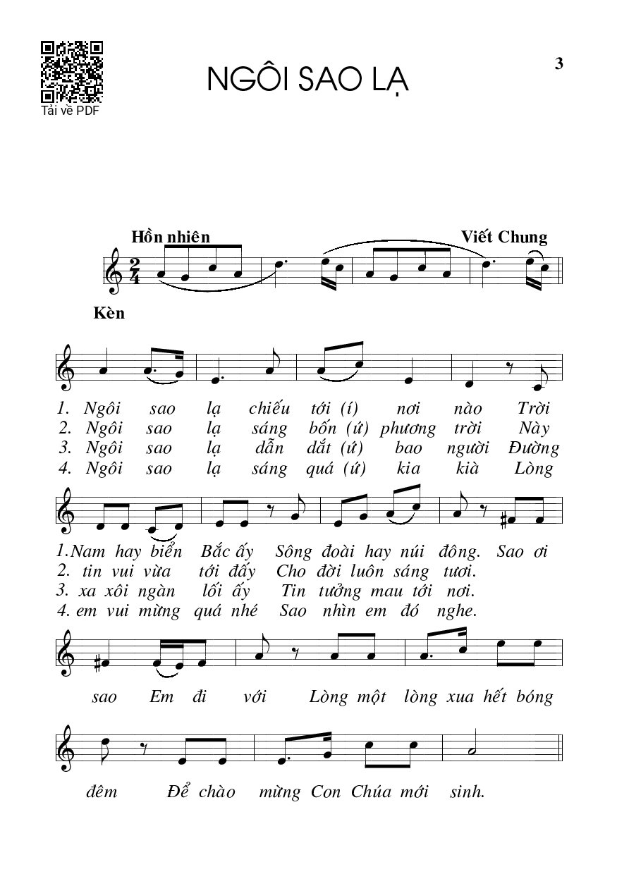 Sheet PDF of Ngôi sao lạ - Viết Chung