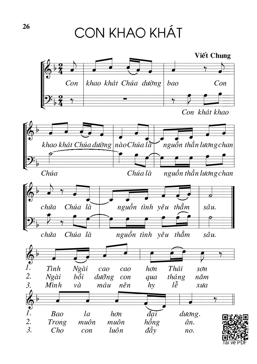 Page 1 of Sheet music PDF Con khao khát - Viết Chung
