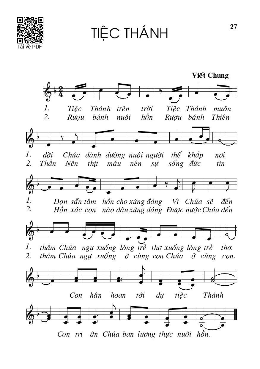 Page 1 of Sheet music PDF Tiệc thánh - Viết Chung