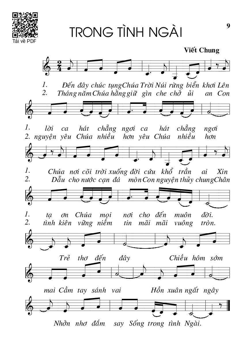 Page 1 of Sheet music PDF Trong tình Ngài - Viết Chung