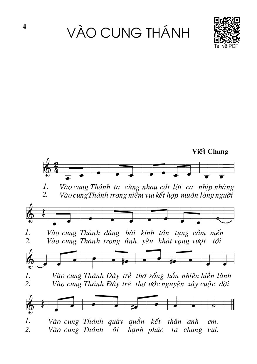 Page 1 of Sheet music PDF Vào cung thánh - Viết Chung