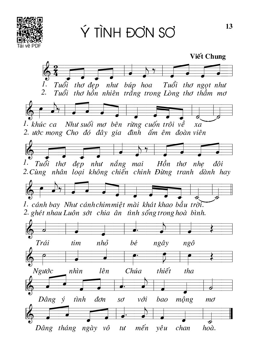 Page 1 of Sheet music PDF Ý tình đơn sơ - Viết Chung
