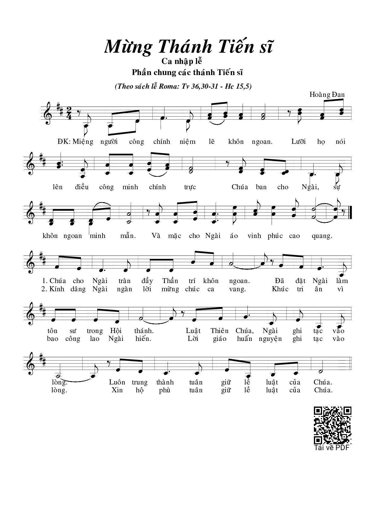 Sheet PDF of Mừng Thánh Tiến Sĩ