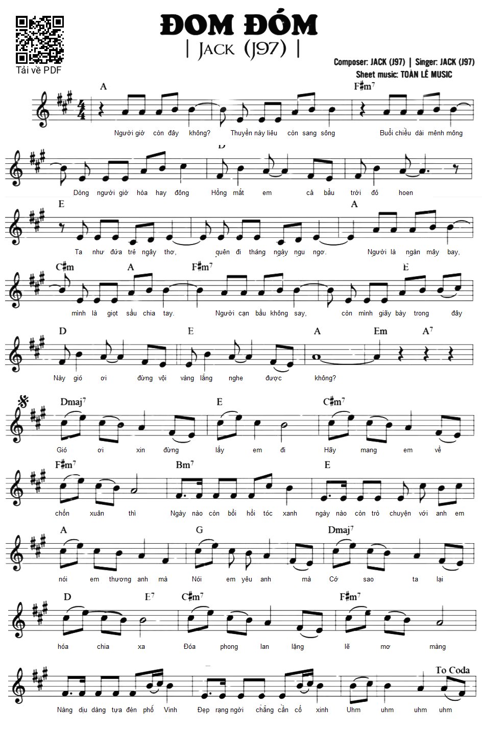 Sheet PDF of Đom đóm - Jack