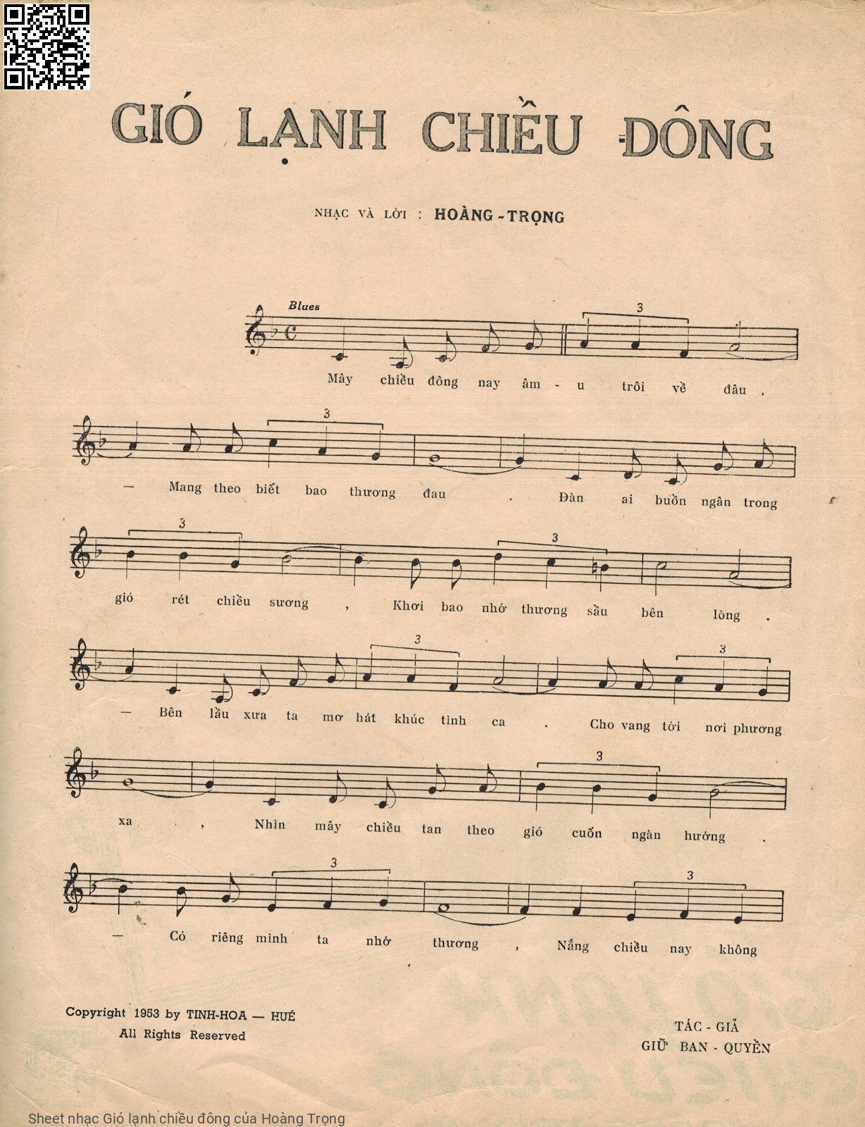 Page 2 of Sheet music PDF Gió lạnh chiều đông - Hoàng Trọng
