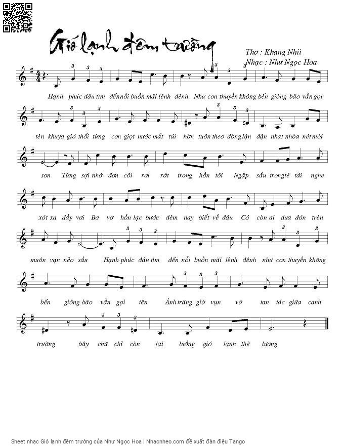 Sheet PDF of Gió lạnh đêm trường