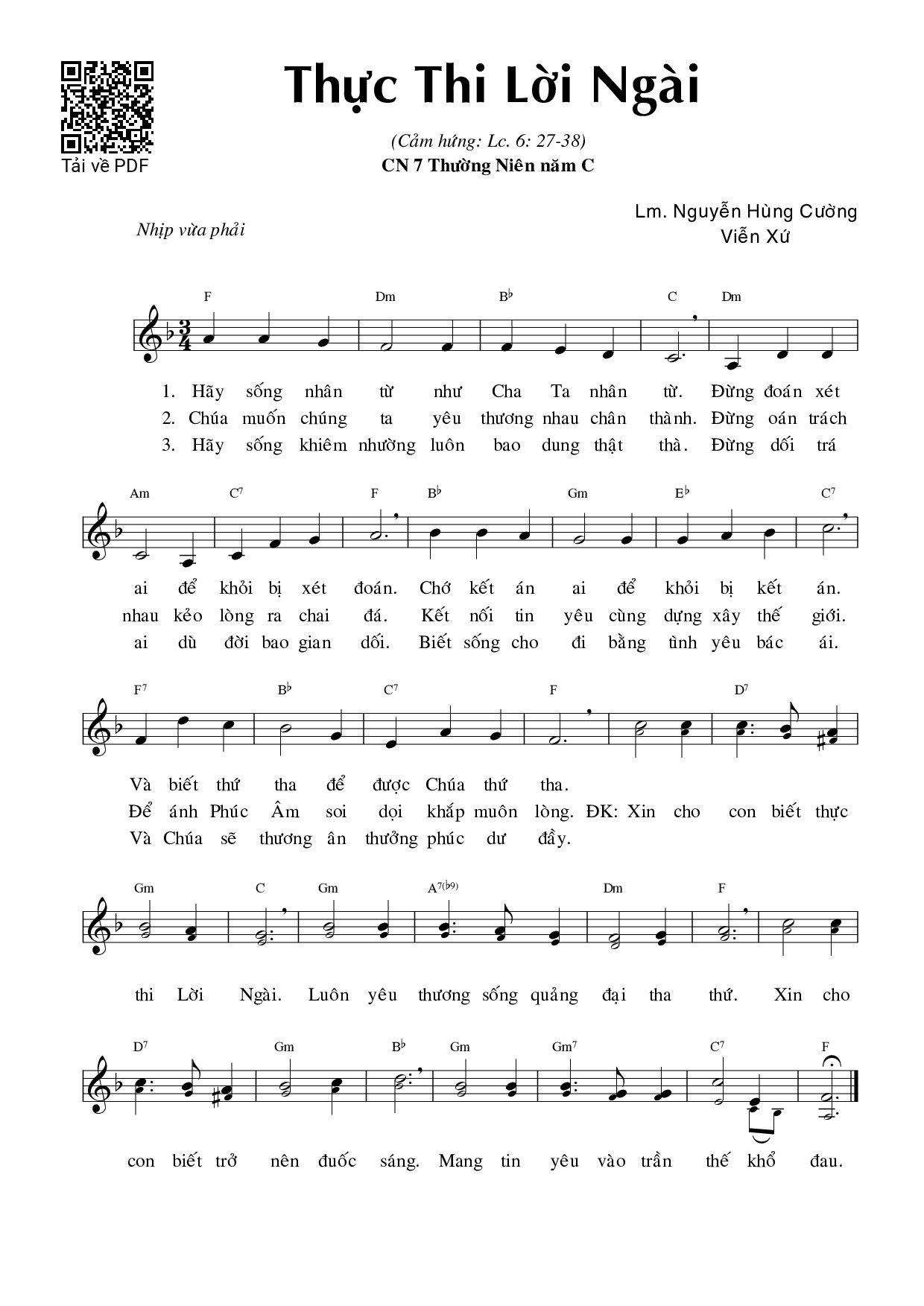 Sheet PDF of Thực Thi Lời Ngài