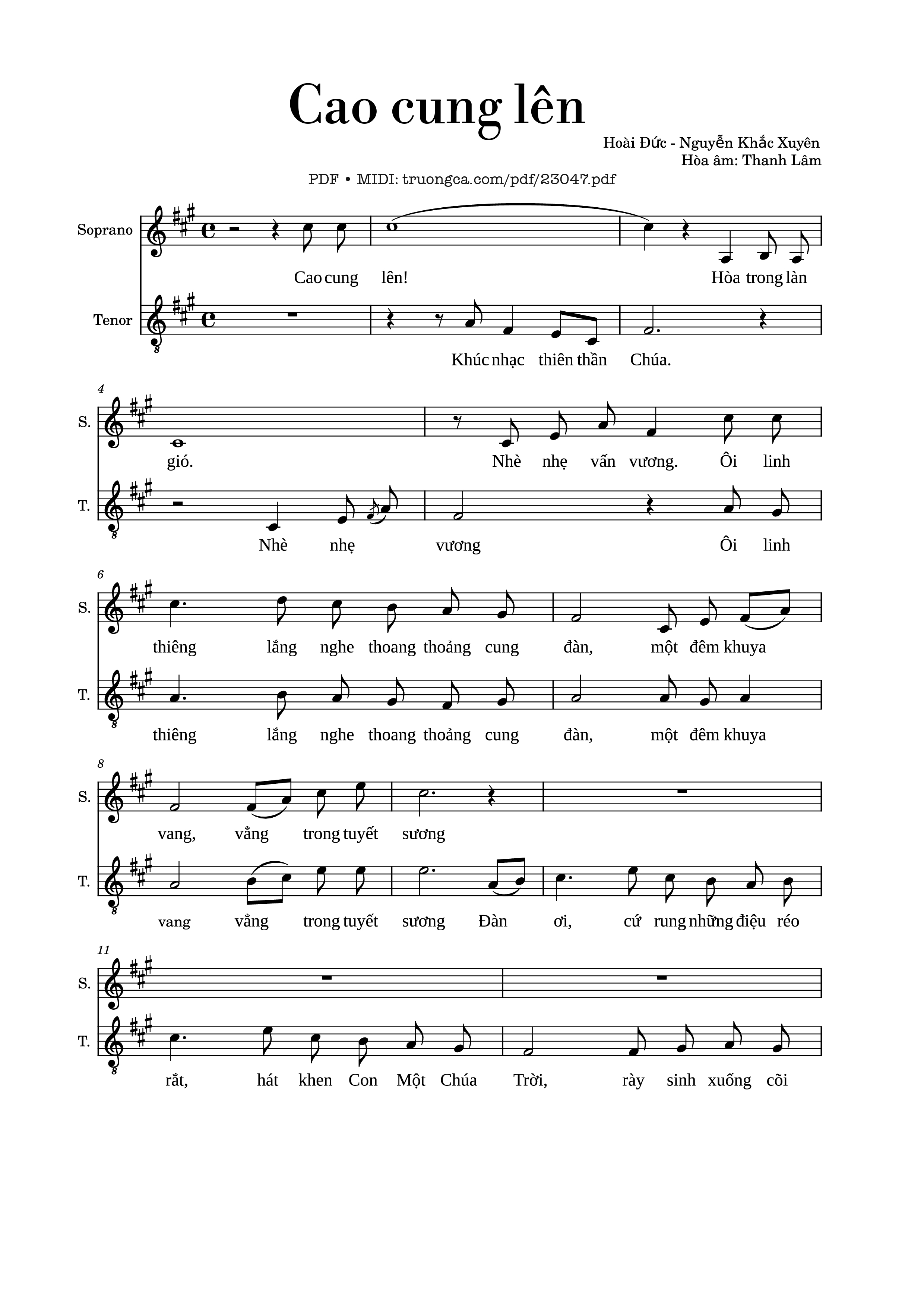 Sheet PDF of Cao cung lên (2 bè)