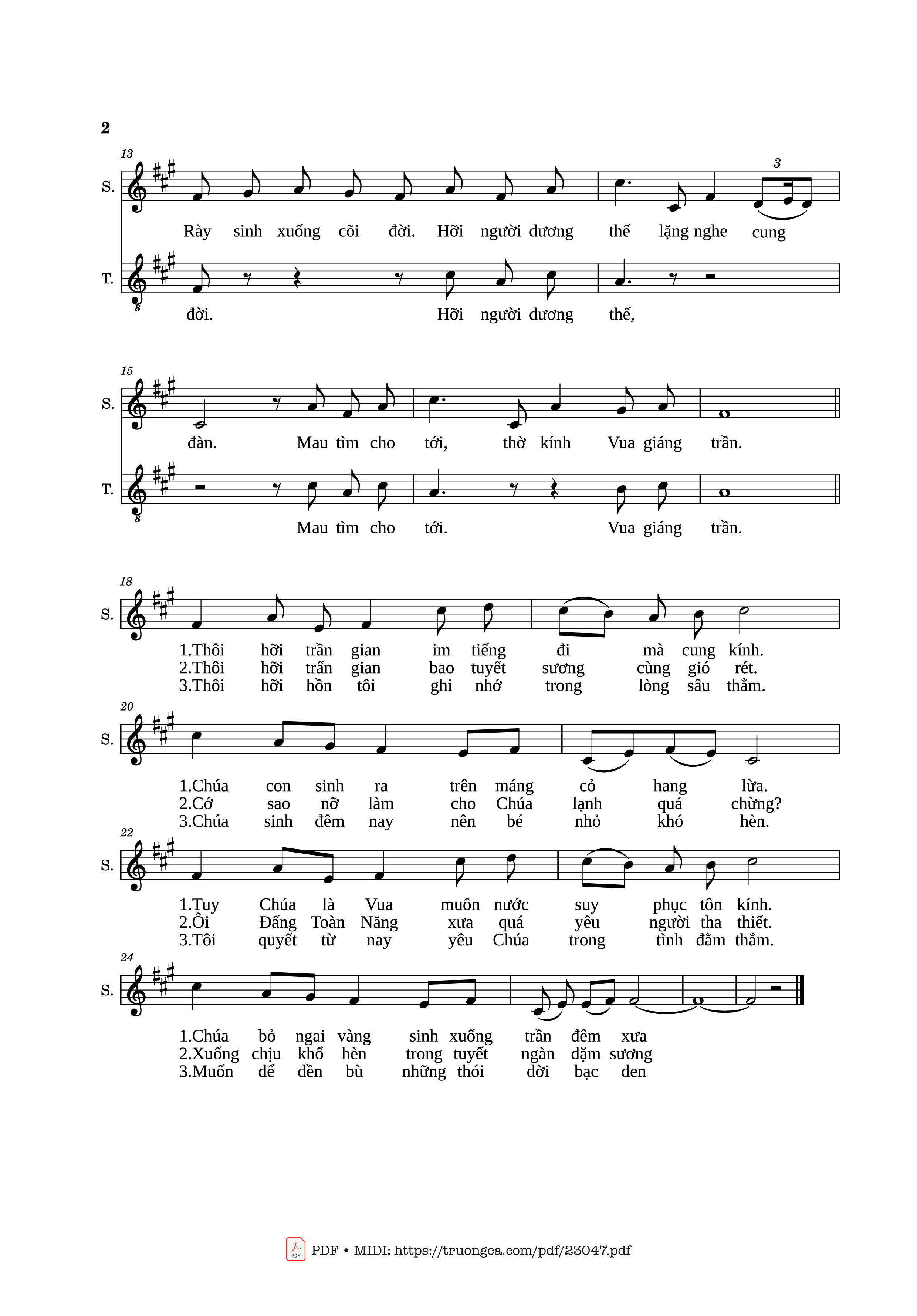 Page 2 of Sheet music PDF Cao cung lên (2 bè) - Lm. Hoài Đức, Nguyễn Khắc Xuyên