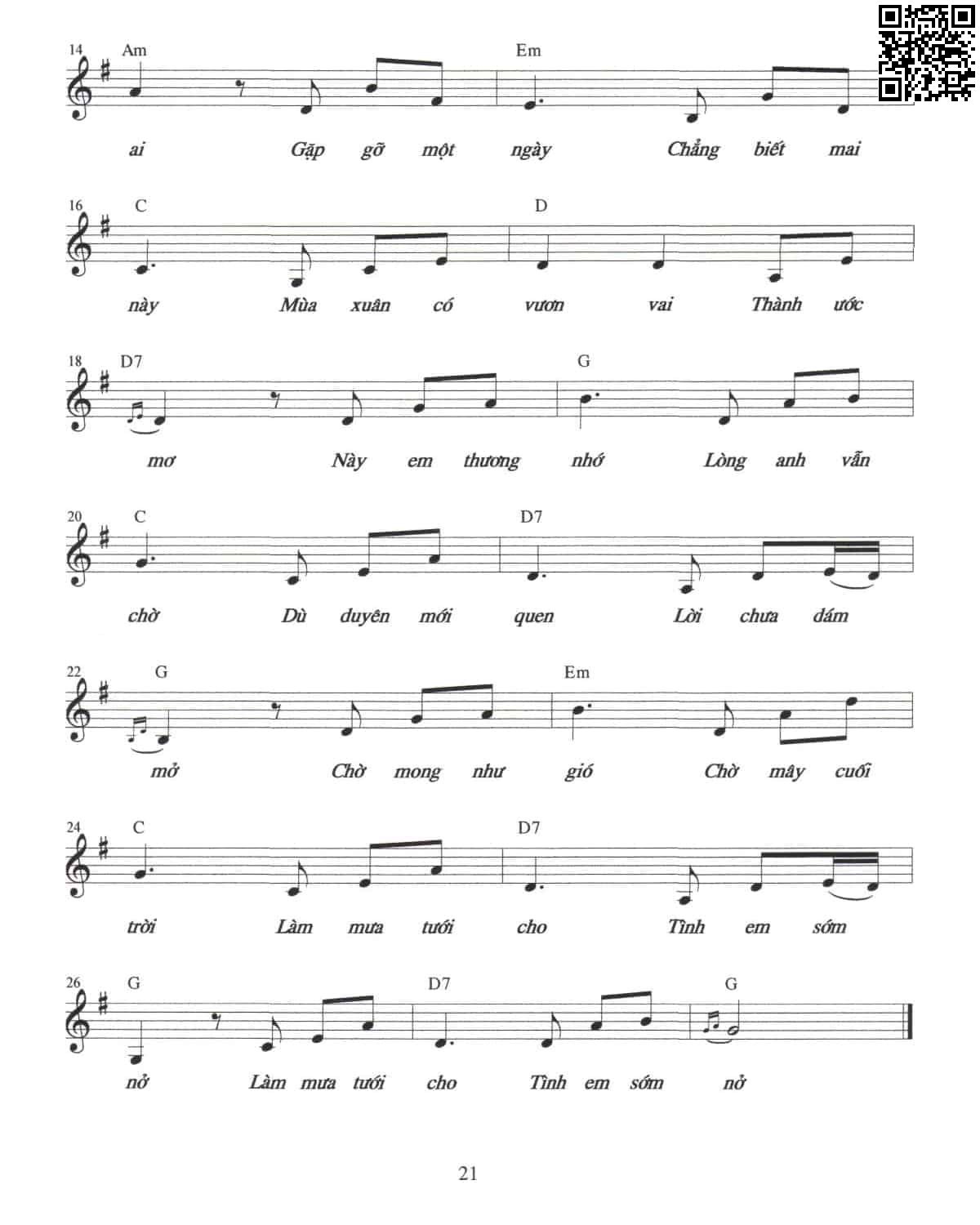 Page 2 of Sheet music PDF Gió nào đưa em - Nguyễn Trương Hà Phương