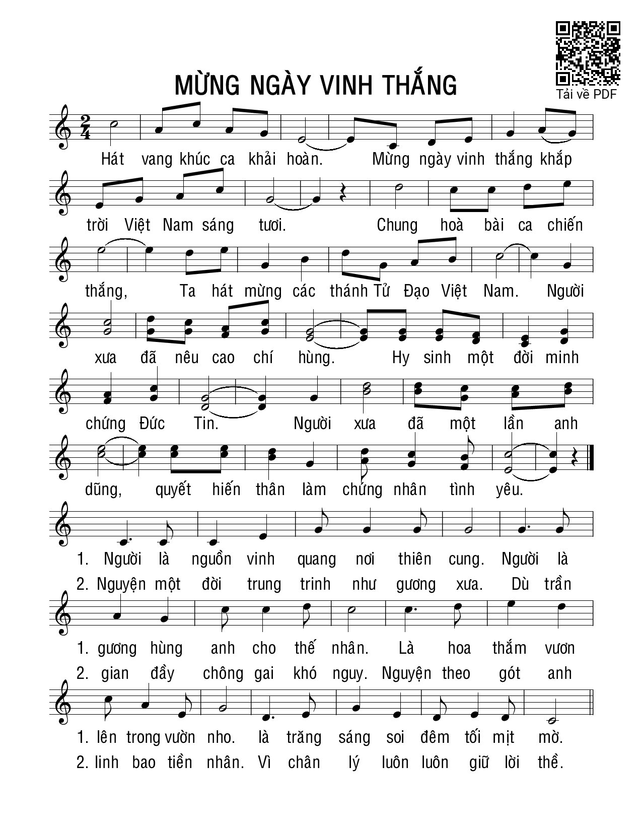 Sheet PDF of Mừng ngày vinh thắng