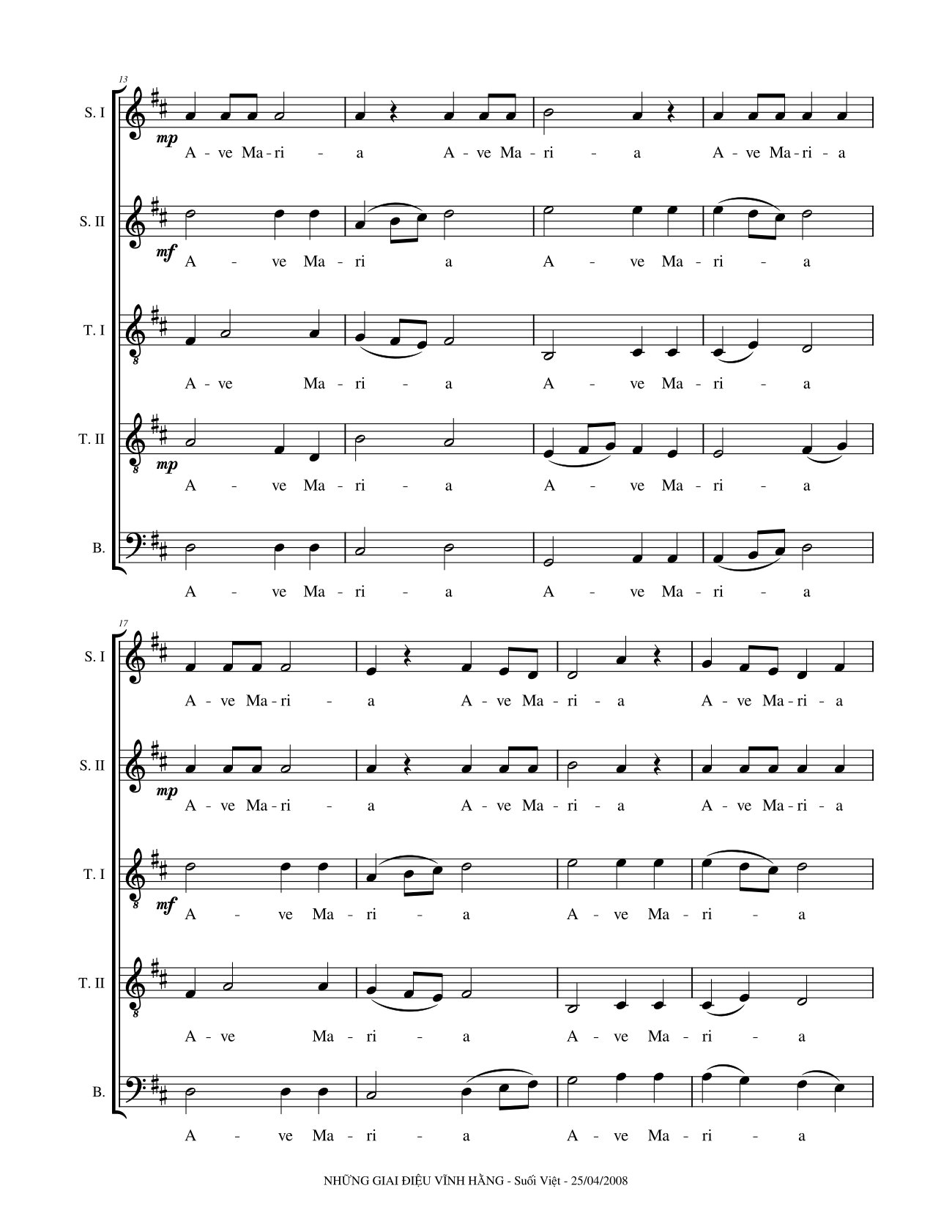 Page 2 of Sheet music PDF Ave Maria (5 bè) - Hoàng Cương