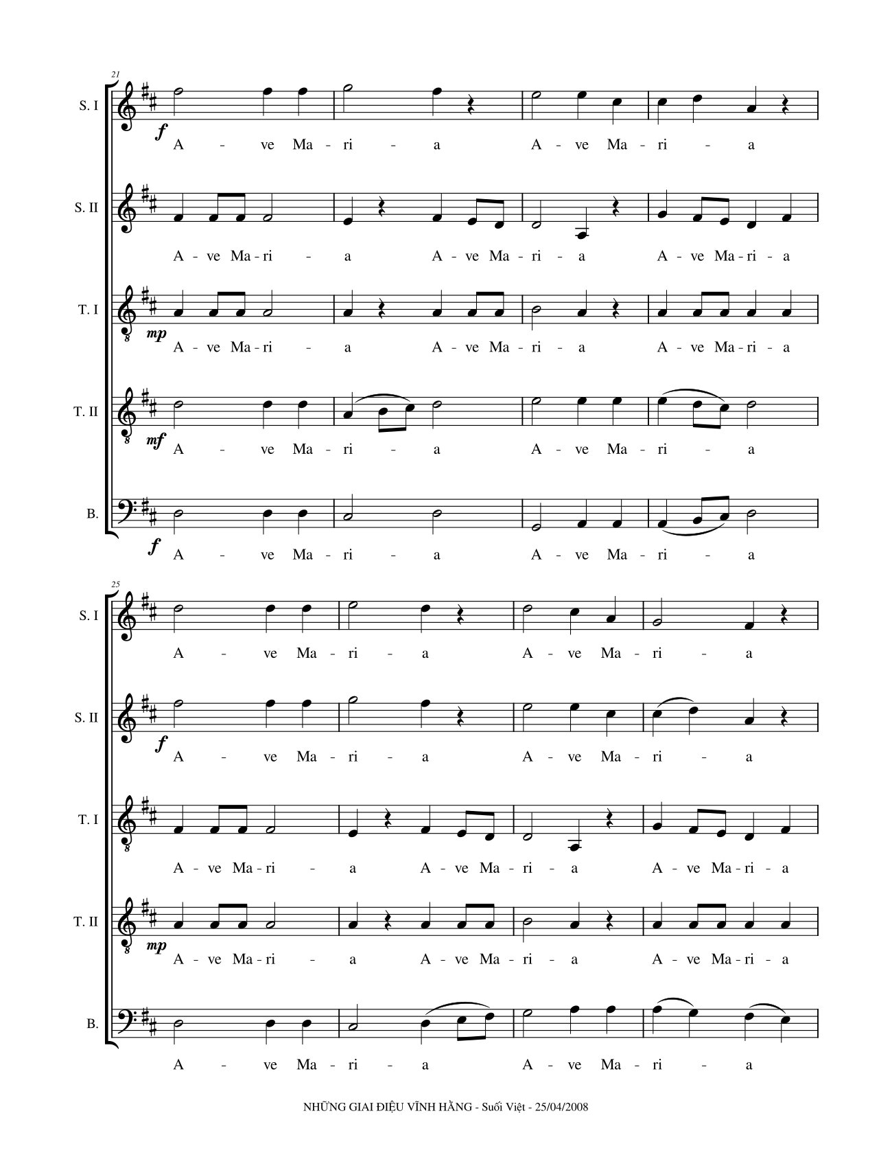 Page 3 of Sheet music PDF Ave Maria (5 bè) - Hoàng Cương