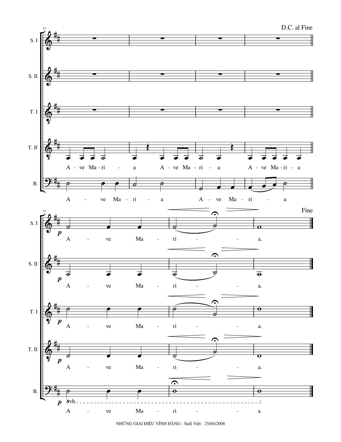 Page 7 of Sheet music PDF Ave Maria (5 bè) - Hoàng Cương