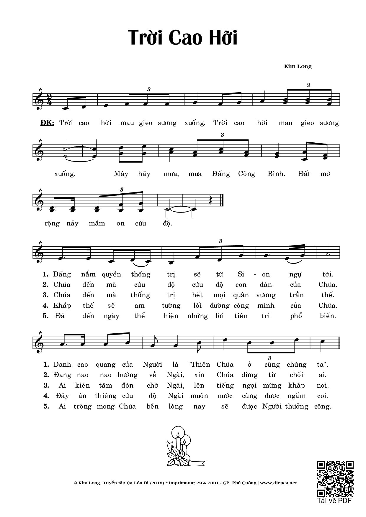 Sheet PDF of Trời Cao Hỡi