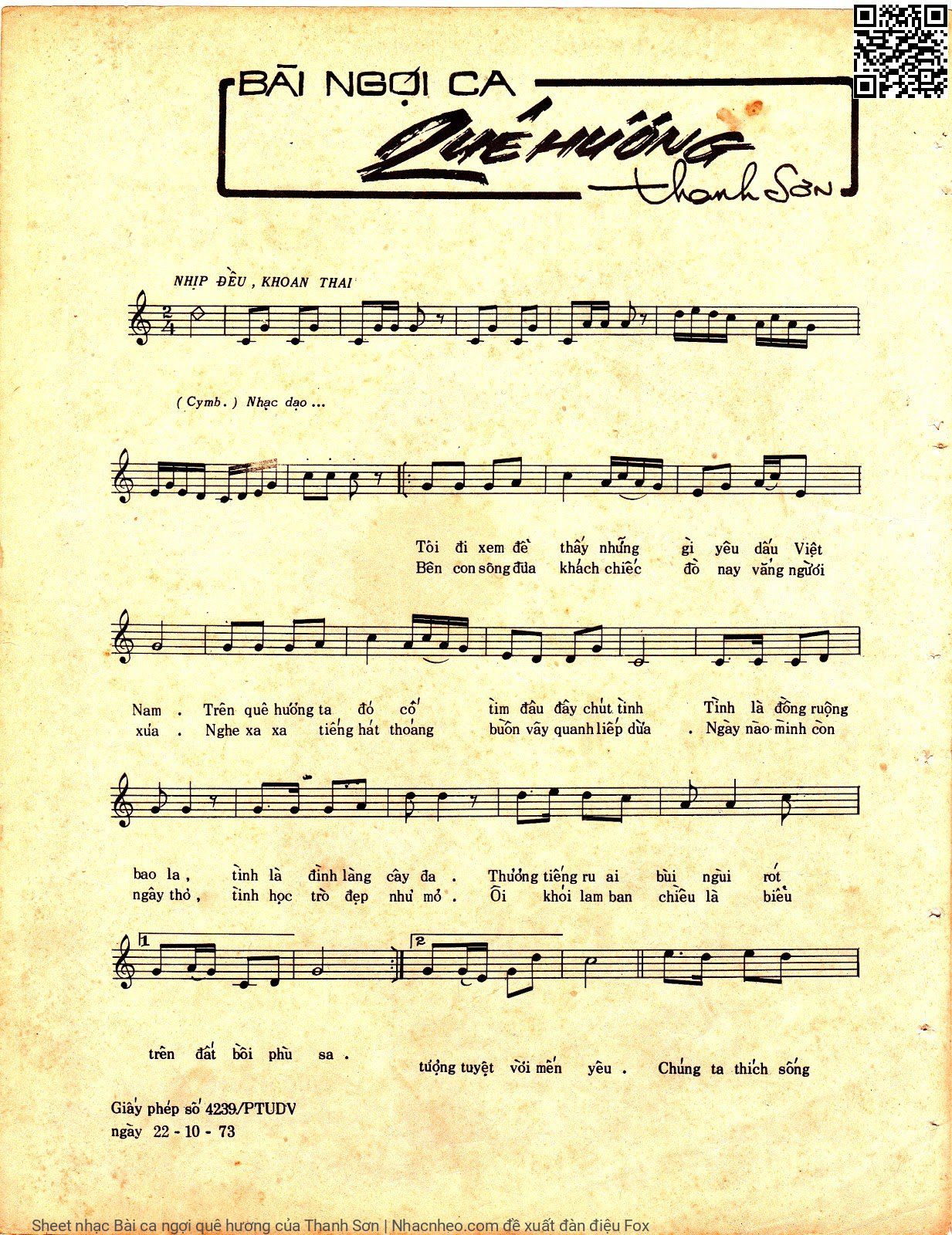 Page 2 of Sheet music PDF Bài ca ngợi quê hương - Thanh Sơn