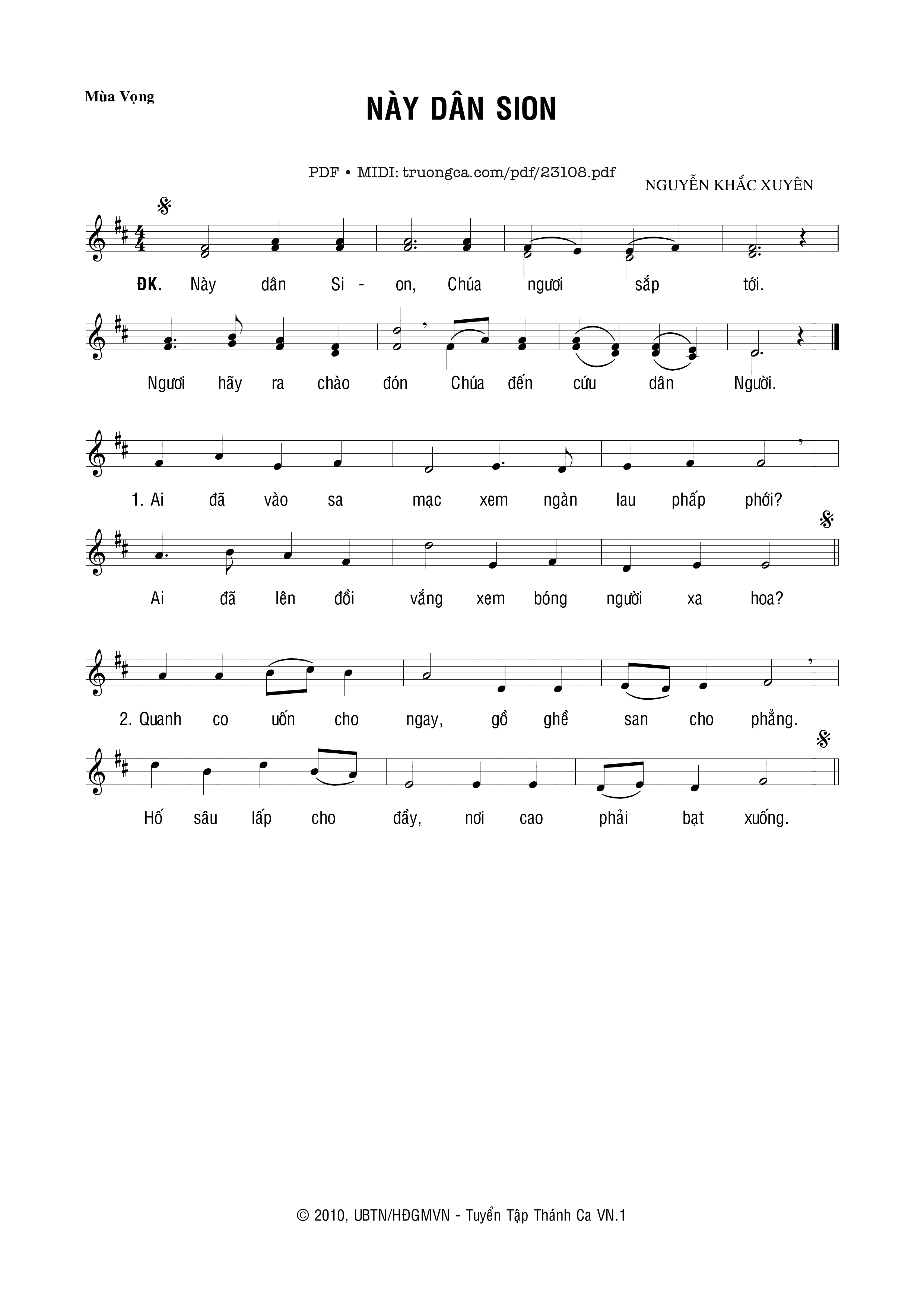 Sheet PDF of Này Dân Sion - Nguyễn Khắc Xuyên