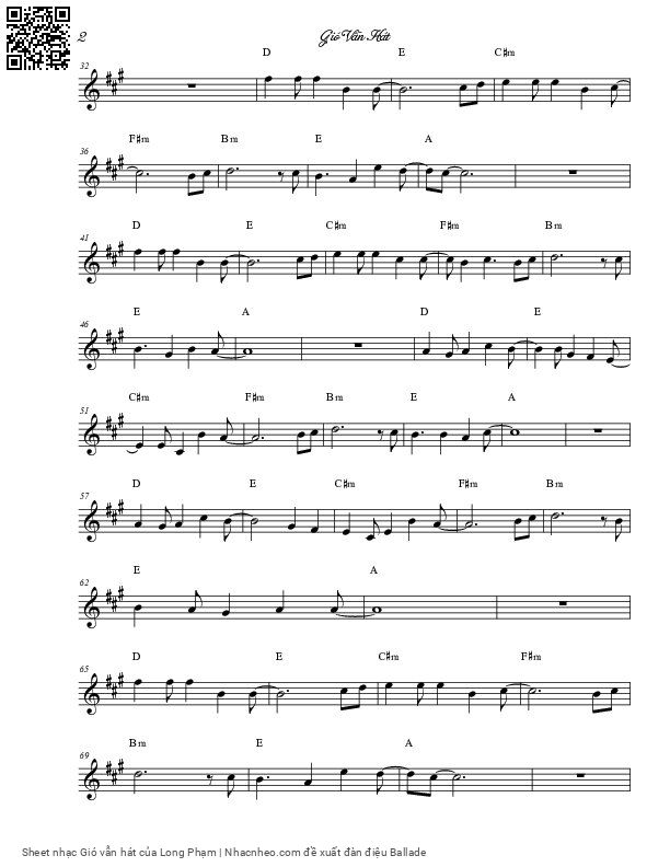 Page 2 of Sheet music PDF Gió vẫn hát - Long Phạm