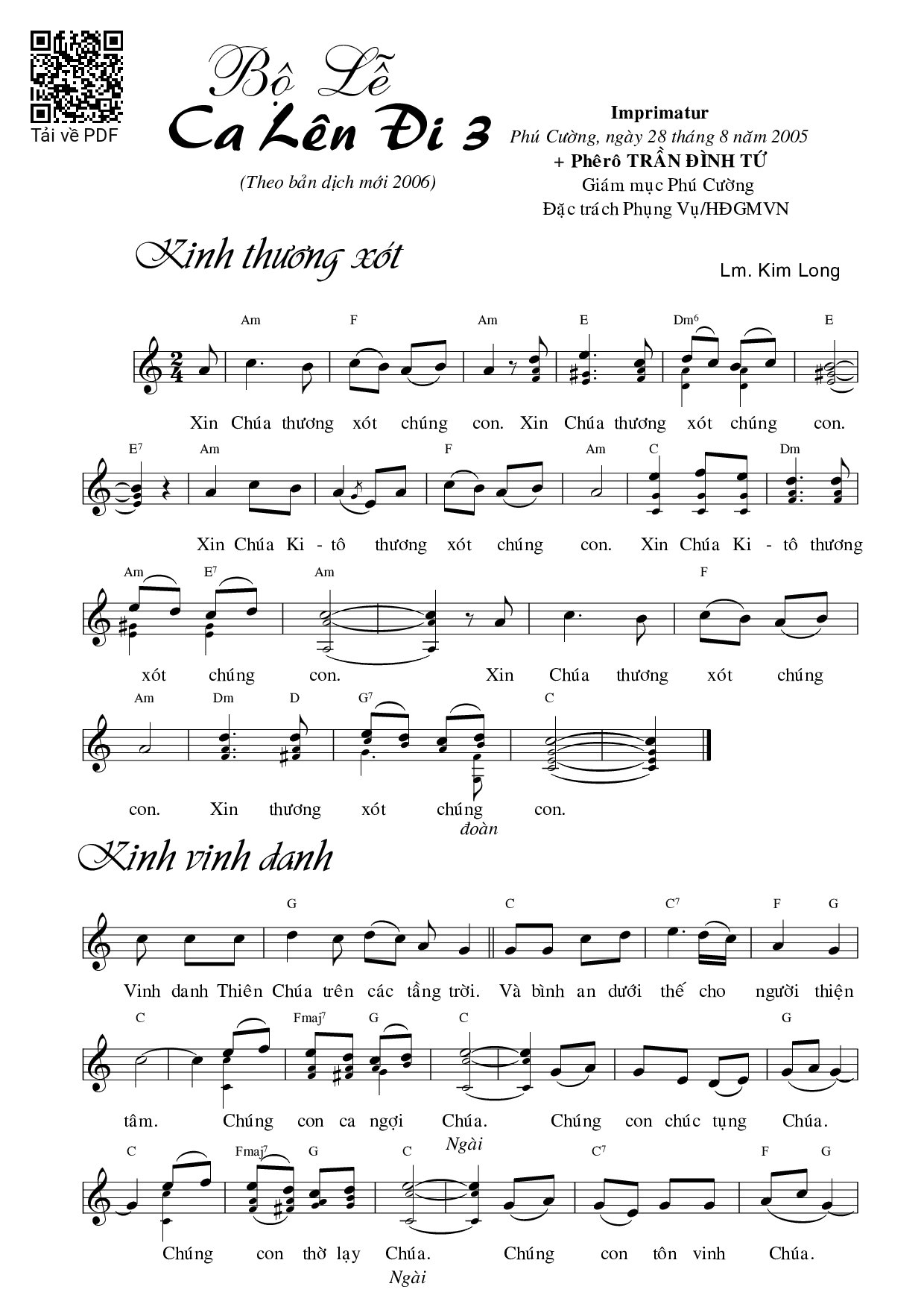 Sheet PDF of Bộ lễ Ca lên đi 3