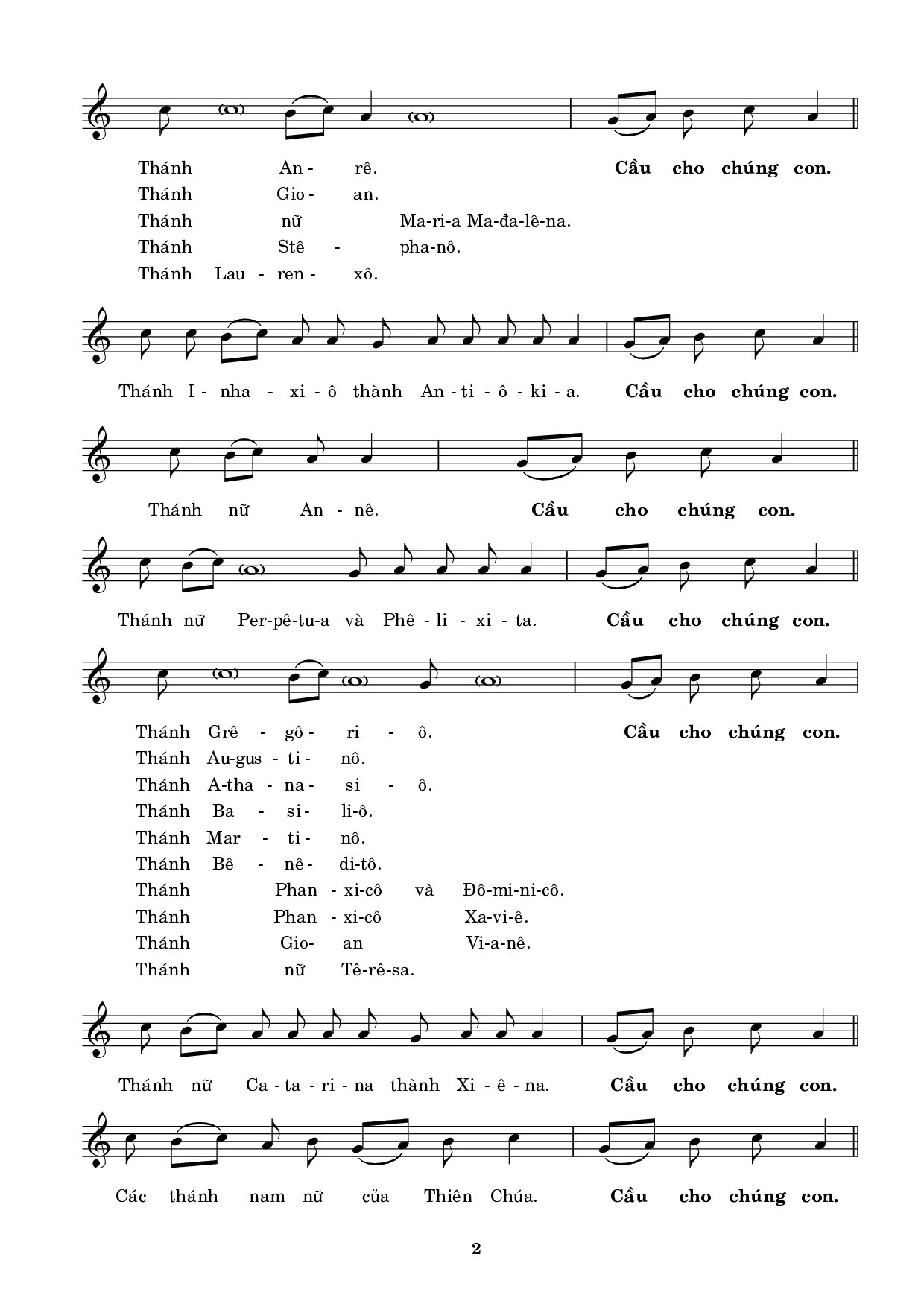Page 2 of Sheet music PDF kinh cầu các thánh (vọng phục sinh) - Kinh Cầu Các Thánh (Vọng Phục Sinh)