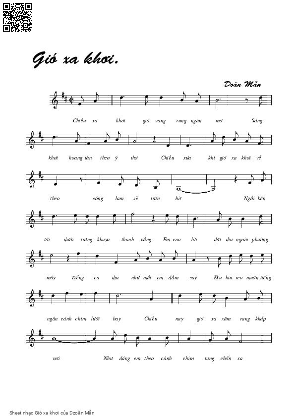 Page 1 of Sheet music PDF Gió xa khơi - Dzoãn Mẫn