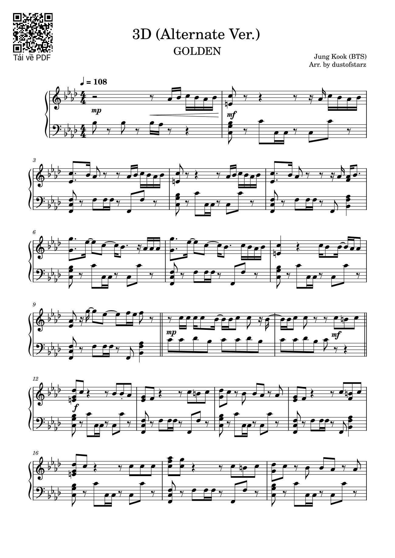 Sheet PDF of 3D (Alternate Ver.) Sheet Piano