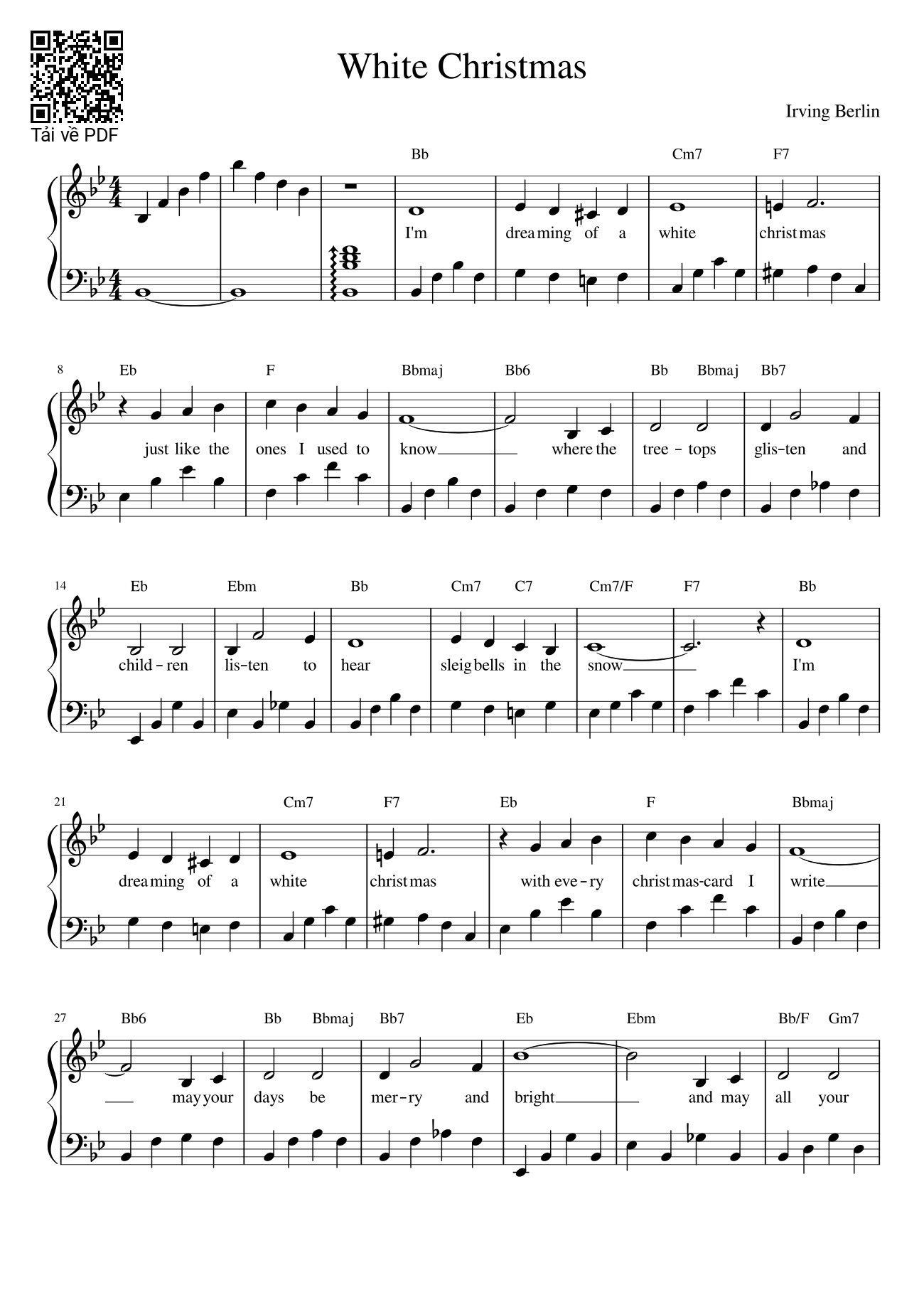 Sheet PDF of White Christmas Sheet Piano