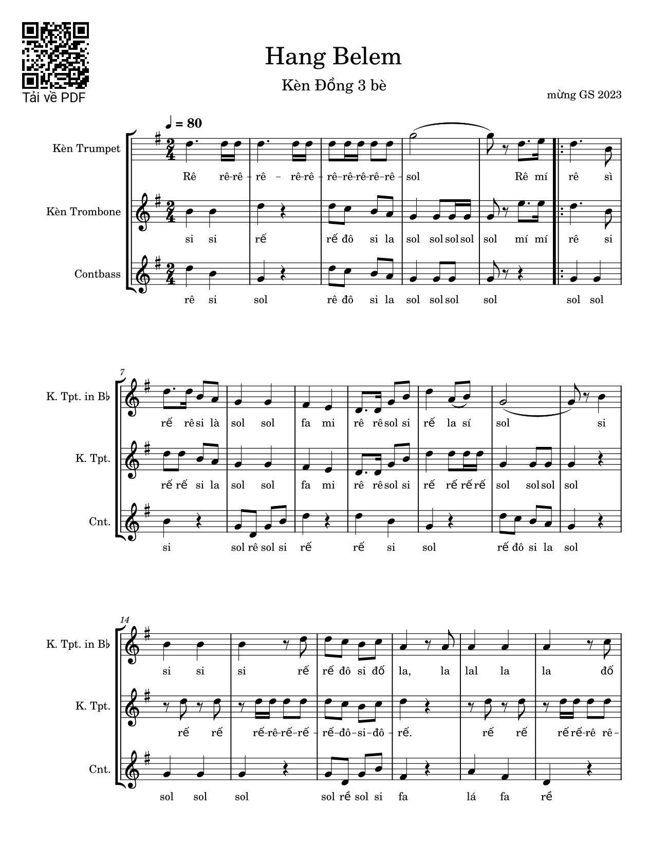 Sheet PDF of Hang Belem Sheet Kèn đồng