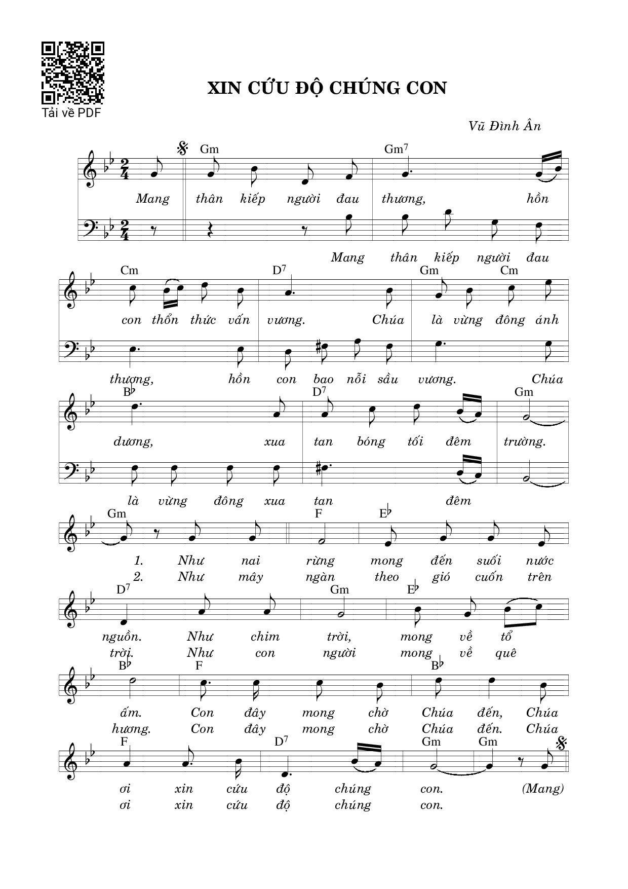 Sheet PDF of Xin Cứu Độ Chúng Con