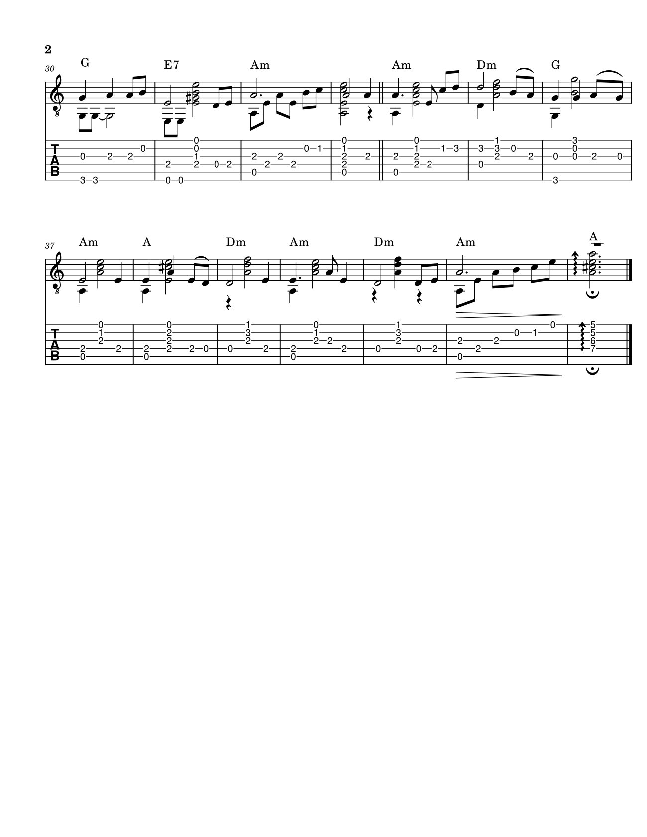 Page 2 of Sheet music PDF Guitar Tab Nhỏ Ơi (Guitar Tab) - Quang Nhật