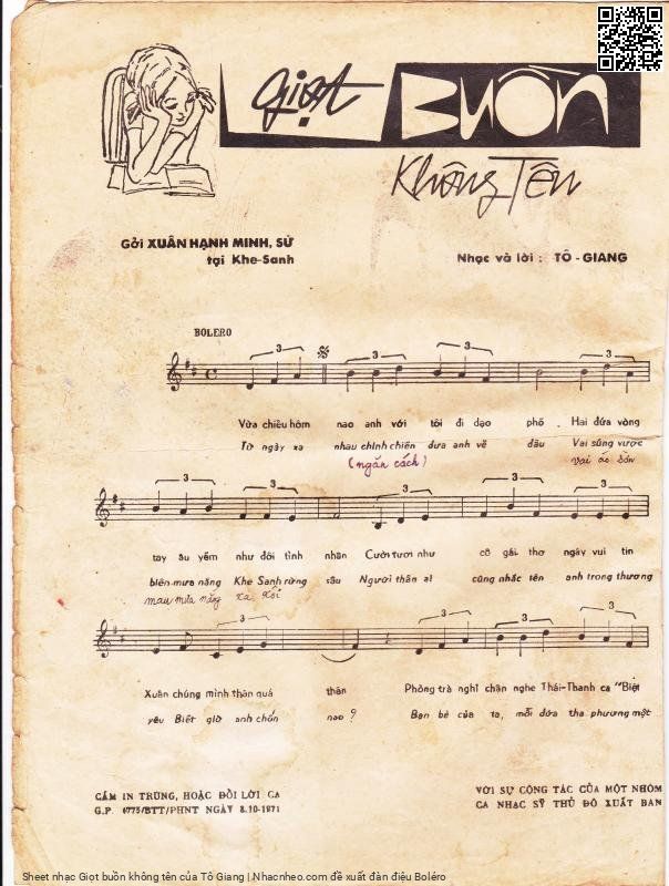 Page 2 of Sheet music PDF Giọt buồn không tên - Tô Giang
