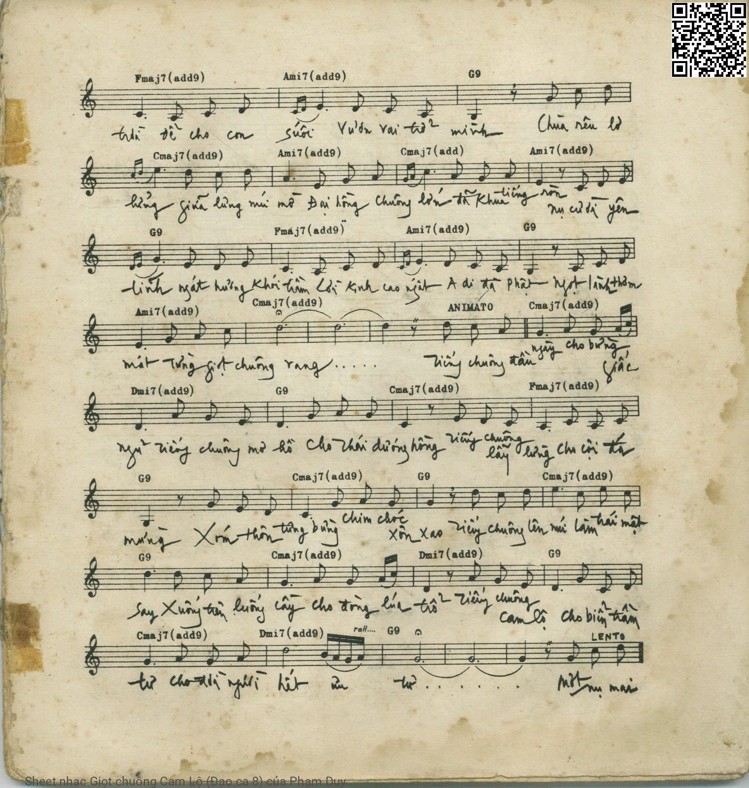 Page 2 of Sheet music PDF Giọt chuông Cam Lộ (Đạo ca 8) - Phạm Duy