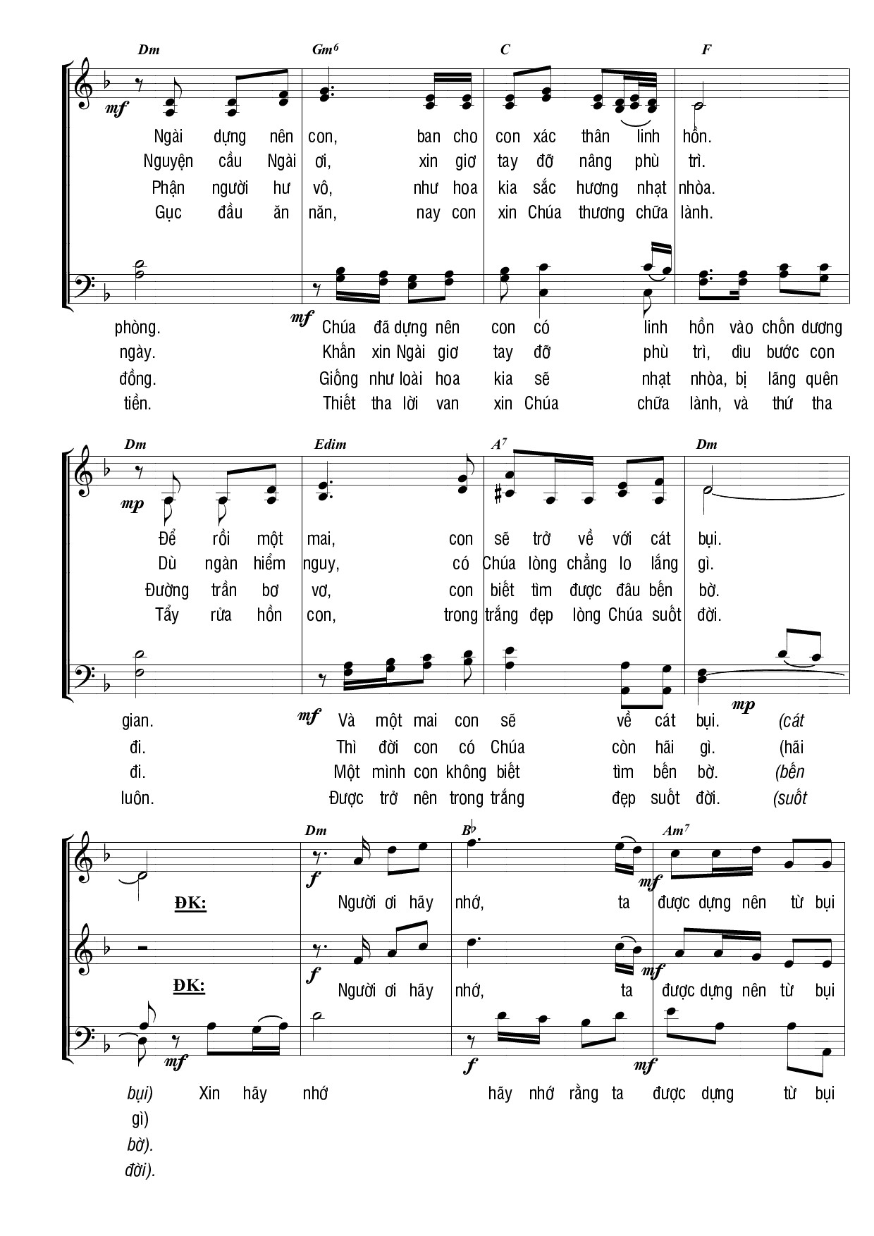 Page 2 of Sheet music PDF Hạt bụi đời con (4 bè) - Dấu Chân