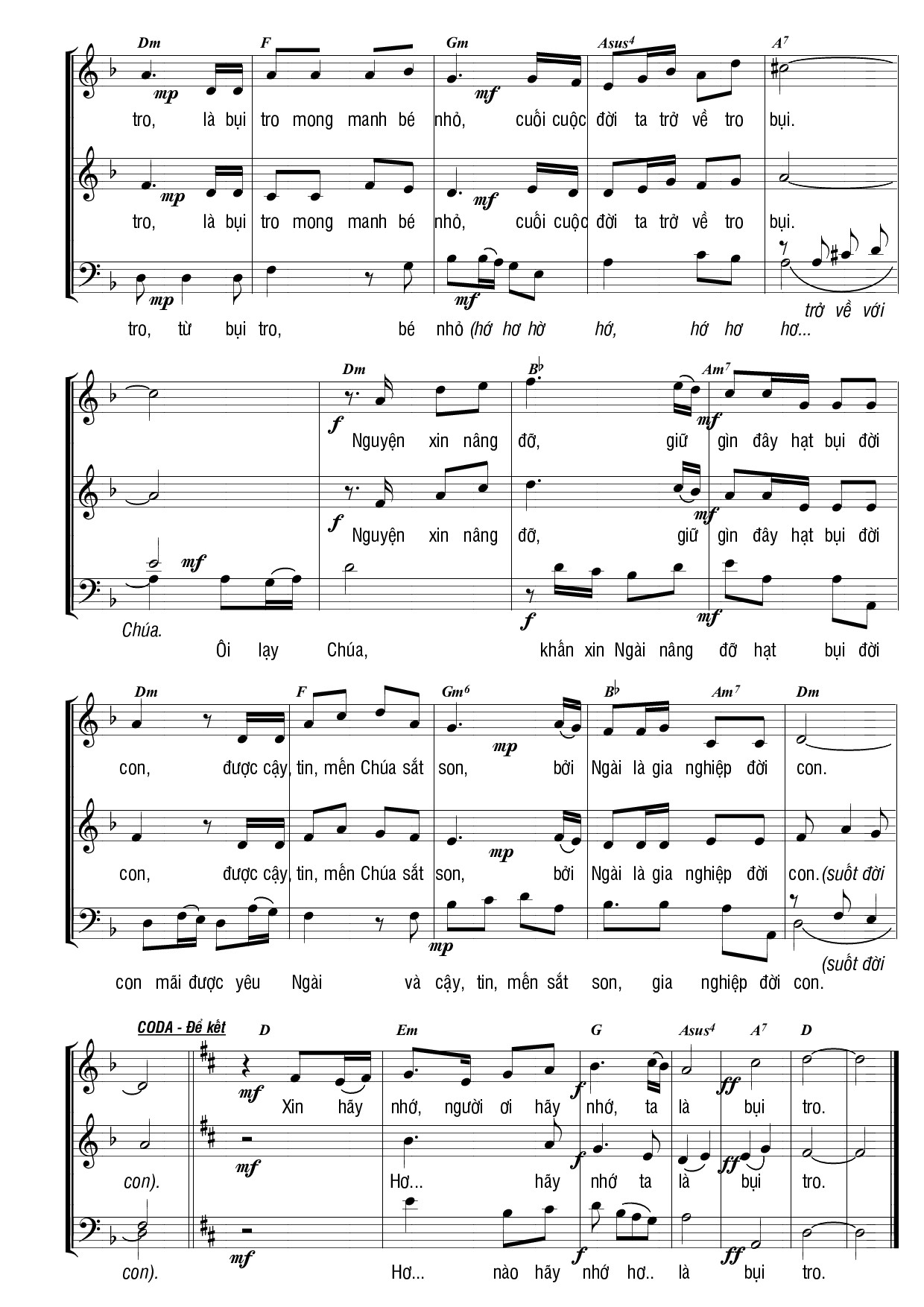 Page 3 of Sheet music PDF Hạt bụi đời con (4 bè) - Dấu Chân