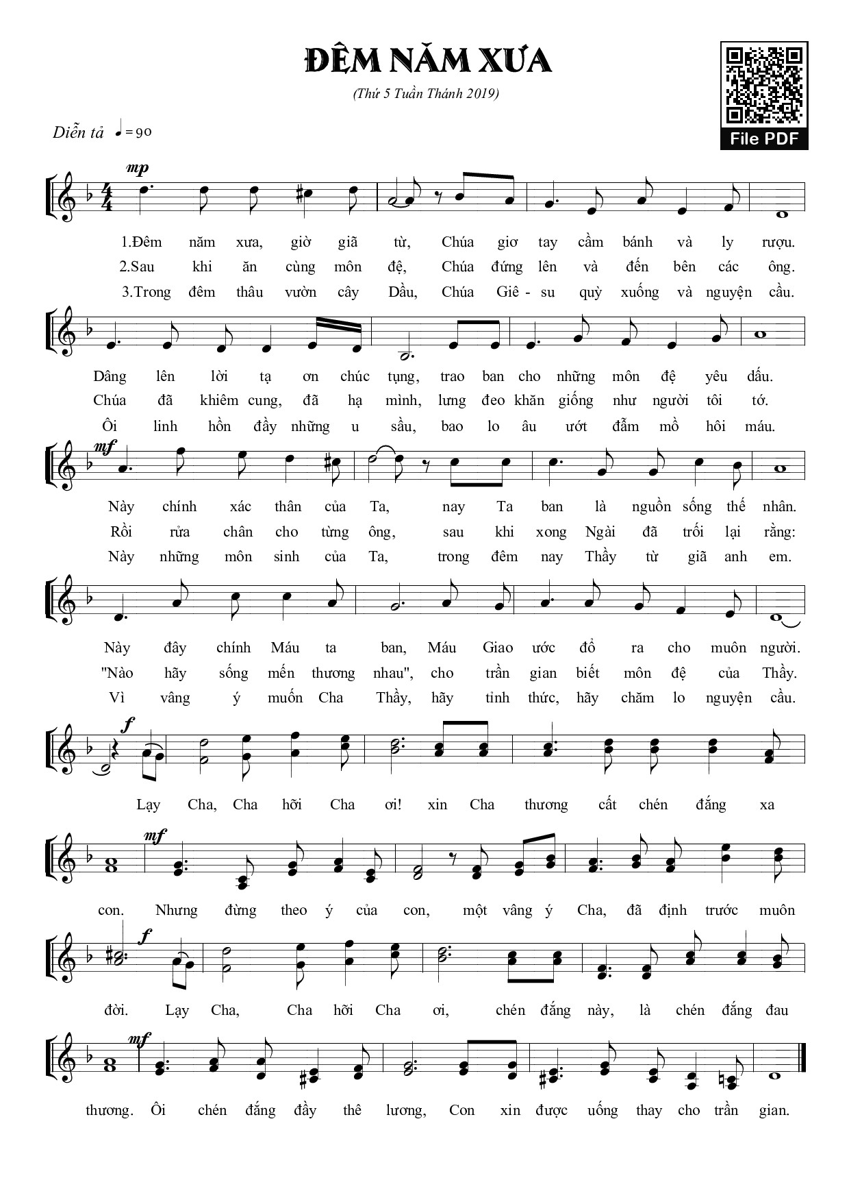 Page 1 of Sheet music PDF Đêm năm xưa - Dấu Chân