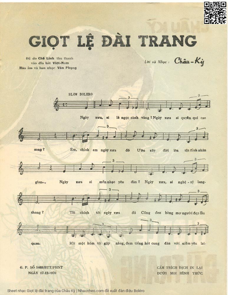 Page 2 of Sheet music PDF Giọt lệ đài trang - Châu Kỳ
